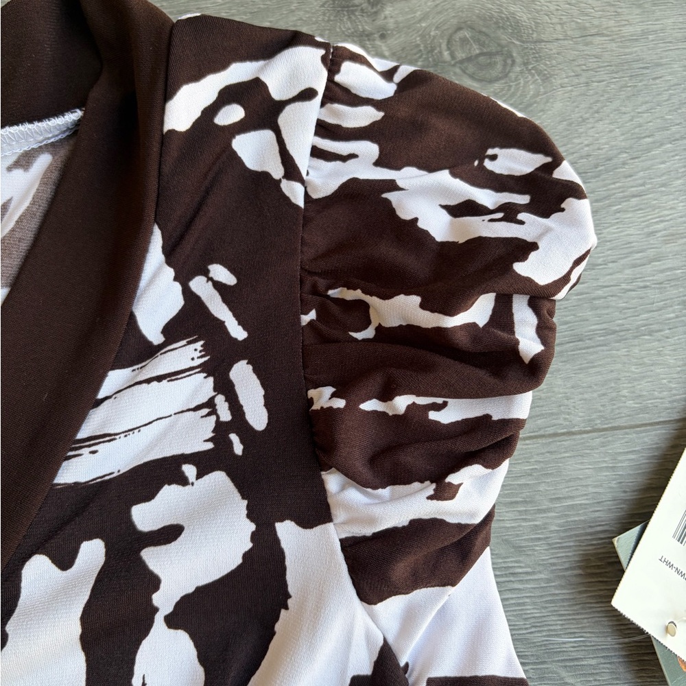 Y2K Vintage Ruby Rox Empire Waist Dress NWT | Brown Abstract Print Boho | Small - Picture 6 of 11